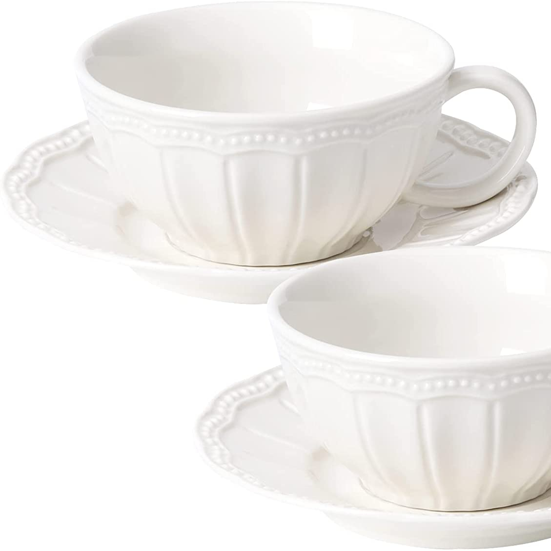 Tivray White/Light Blue Demitasse Cup Set, 2 Pack Ceramic Coffee Mug Insulated for Kitchen Home