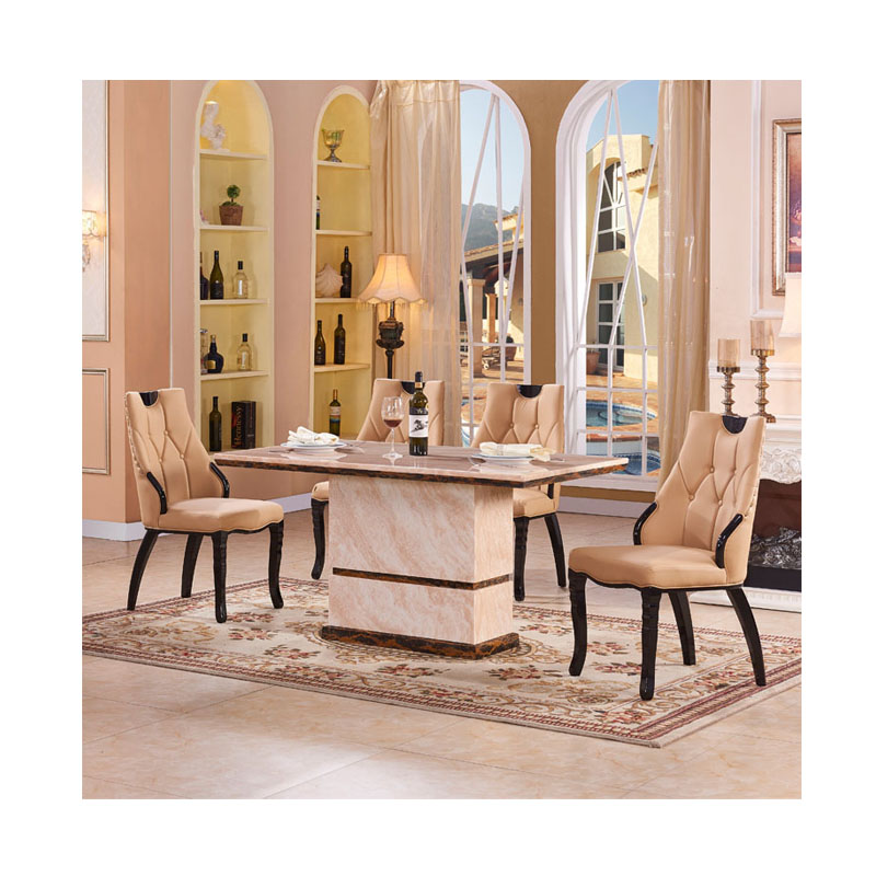 Rectangular luxury design home furniture marble dining table with chairs set for sale