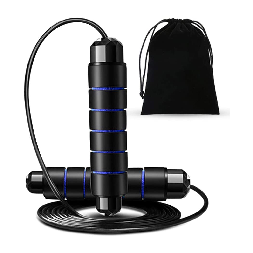Jump Rope Tangle-Free with Ball Bearing Cable Speed Memory Foam Skipping Adjustable Weighted Jump Ropes for Fitness