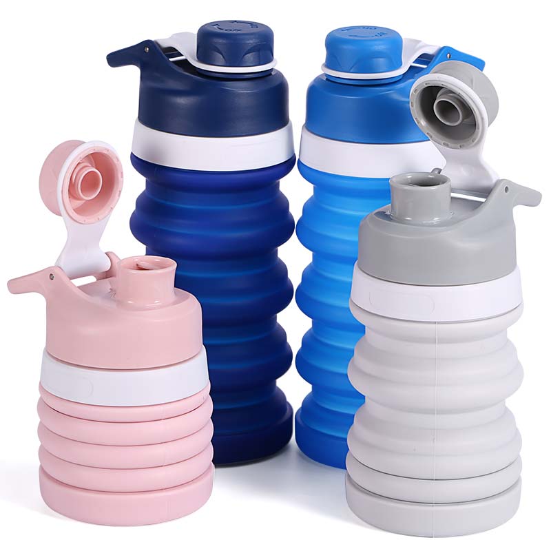 2021 Hot Outdoor/indoor sports Foldable Bpa Free Silicone Drinking Collapsible Sports Water Bottle With Custom Logo