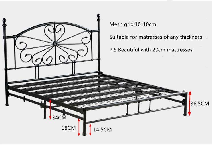 Factory Wholesale Hotel Use Simple Durable Queen Size Metal Foldable Metal Bed
