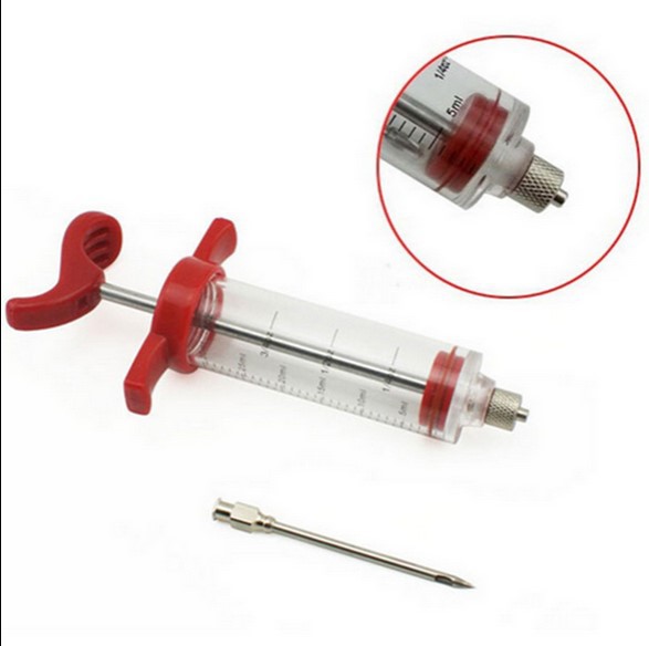 304 Stainless Steel + PP 30ml food grade meat injector kit with 2 marinade needles