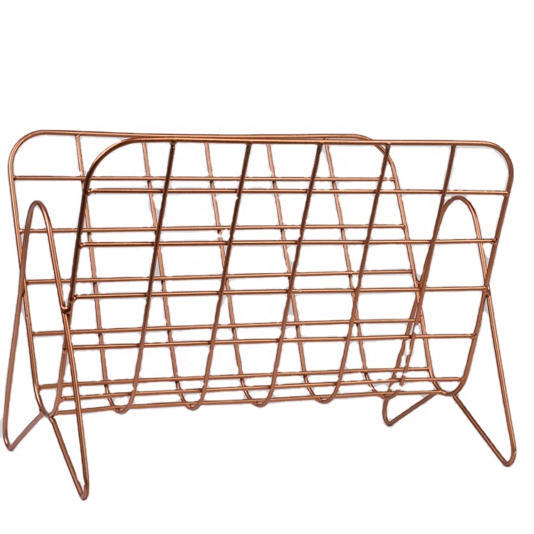 Wooden Rattan Magazine Storage Basket Books Stand Simple For Office And Home