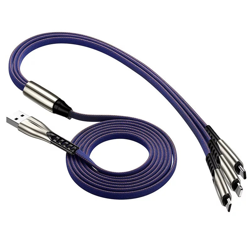 High Quality USB Cable 3 in 1 For Light-ning Micro Type C Multi Function 3 in 1 Charger Zinc Alloy 3 in 1 Charging Cable