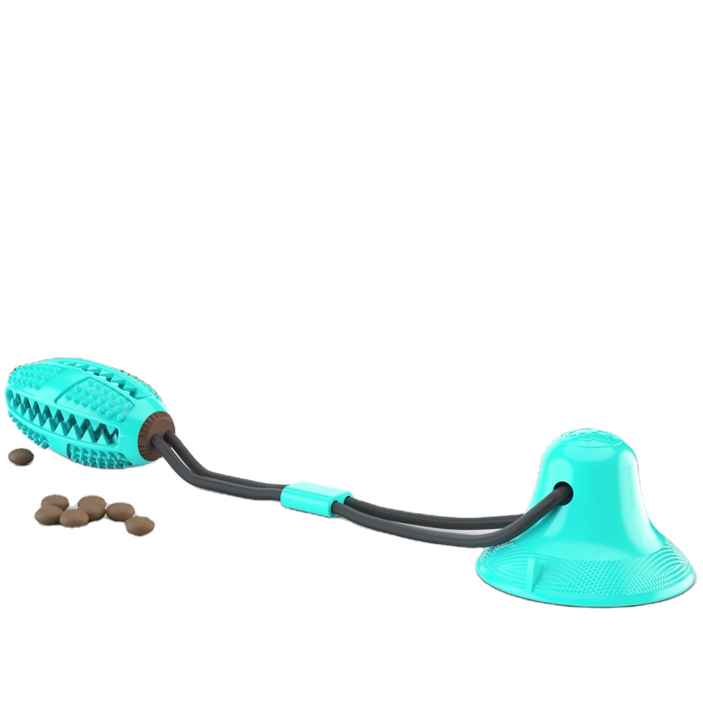Amazon Hot Sale Food Dispensing Function Chewing Teeth Cleaning Dog Toy With Sound Stronger Suction Cup Rope Material Pet Toy