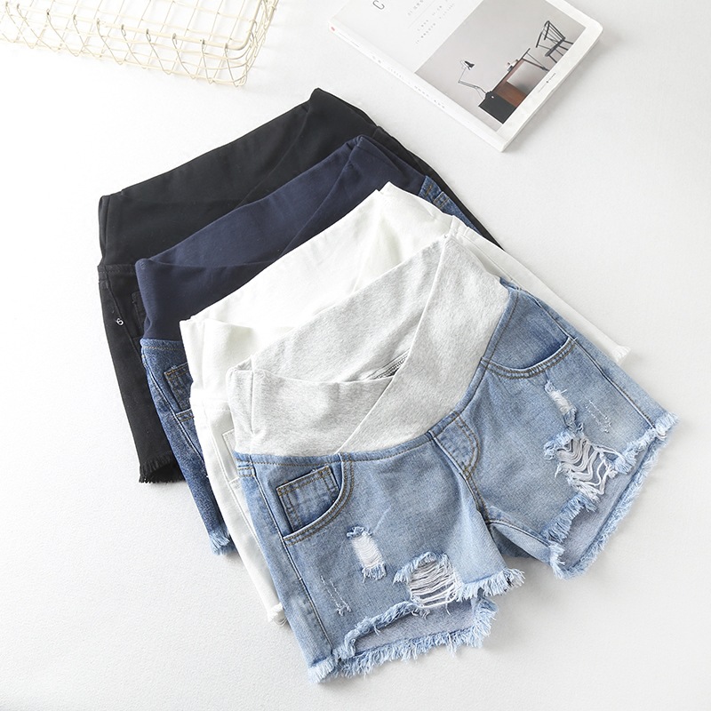 Pregnant Women's Shorts Summer Wear Low-Waisted Denim Shorts Summer Wear New Spring Loose Pants for Pregnant Clothes