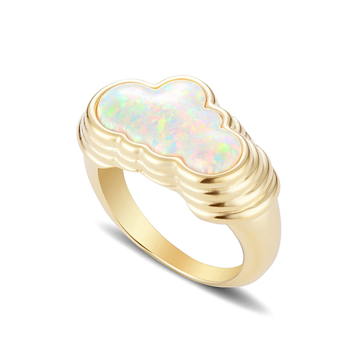 INS Trendy Silver Gold Plated Rings Colorful Shell Cloud Rings Y2K Rings for Women