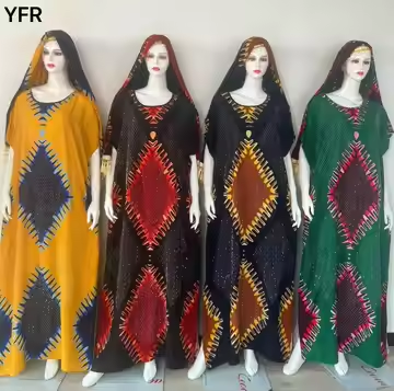 Maxi Dress rayon cotton prints Abaya with scarf Hot Diamond Casual Multi color African woman designer dress Ethnic Clothing