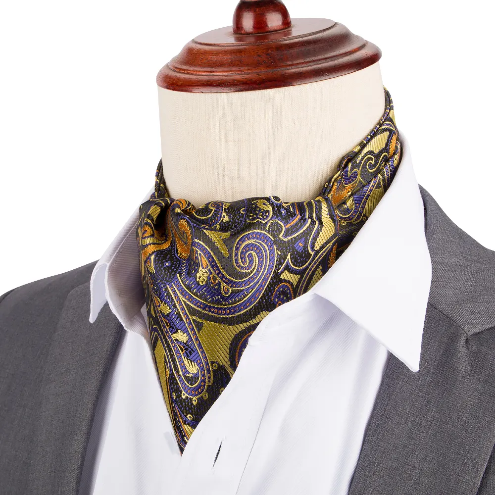 Zecheng Factory Wholesale Handmade Formal Paisley Silk Cravat Tie Ascot For Men
