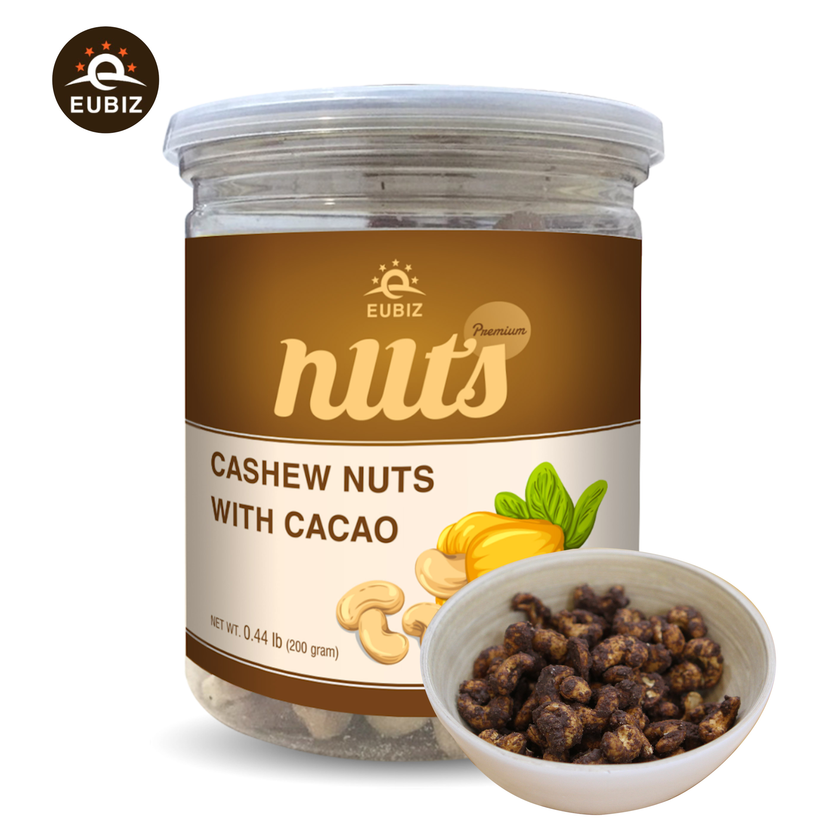 EUBIZ Cashew nuts Flavor Cocoa ( Cacao ) - Cocoa Ingredients - Box (Plastic) 200g (7.0 Oz) - agriculture in VietNam