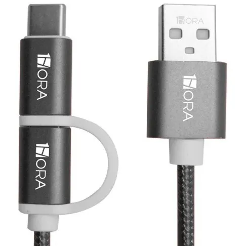 1HORA Wholesale 2 in1 Cable Fast Charging Nylon Braided Type c Fast Cable USB Cable