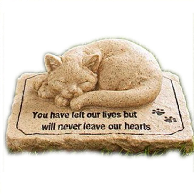 Outdoor Cat Memorial Stone Plaques with Loving Phrase and Paw Print