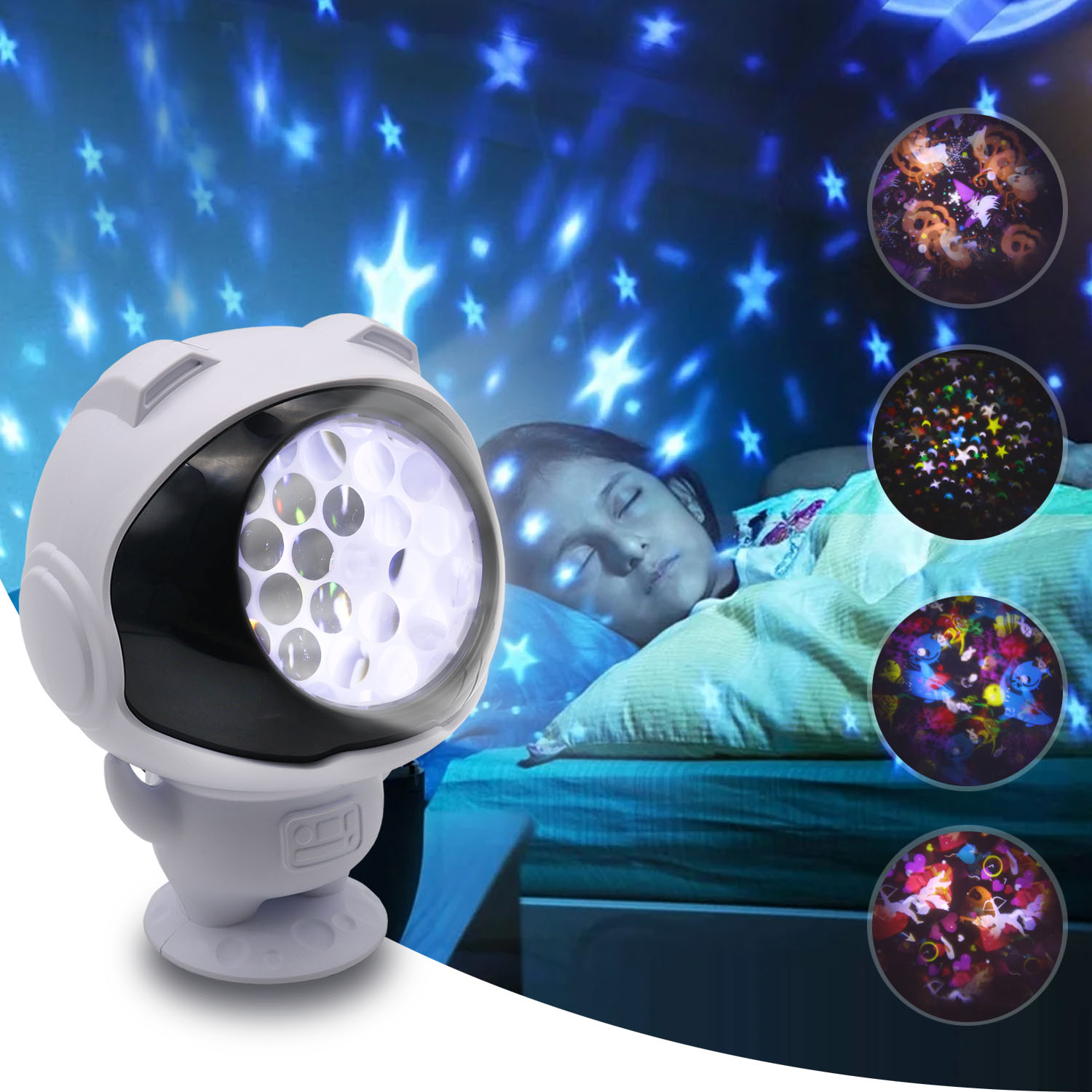 Good Price Colorful Projection Atmosphere Starry Star 360 Degree Rotate Kids LED Night Light Astronaut Projector Night Light