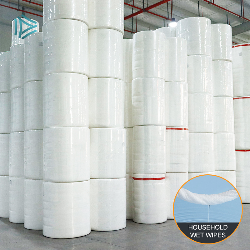 Raw Material of Wet Wipe30% Bamboo 70% Viscose Spunlace Nonwoven Fabric Roll Cross Lapping 4 Patterns to Choose Eco-friendly