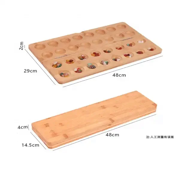 Board Game Set with Multi-Color Glass Stones Portable Wooden Board Game set