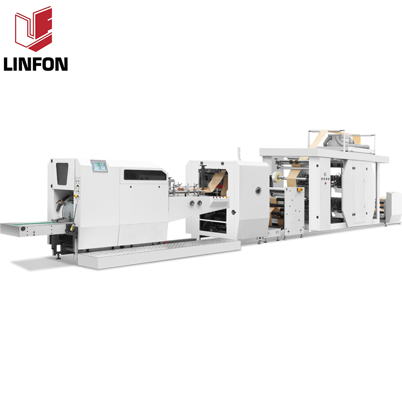 RZJD-G350J Full Automatic High Speed Sharp Bottom Paper Bag Making Machine with 4 color Printing Machine Online