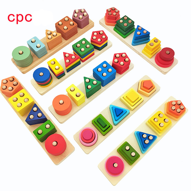 Колонна для распознавания геометрической формы CPC деревянная игрушка Монтессори подходящие блоки другие обучающие игрушки для детей раннее образование