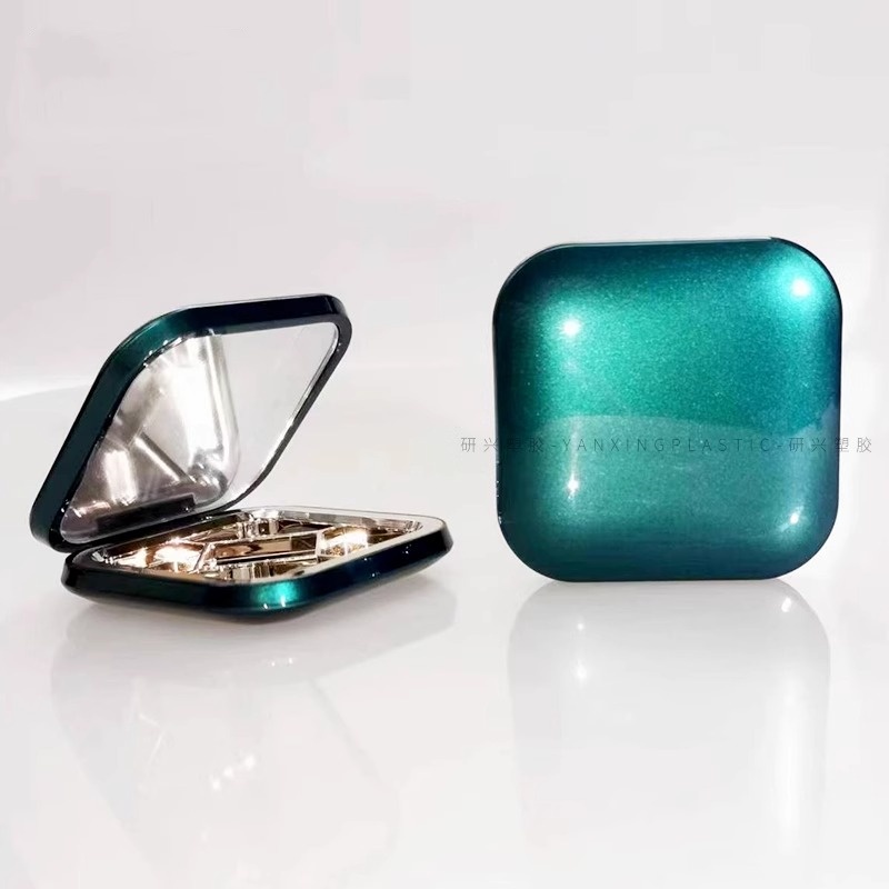 Plastic Pressed Powder Compact Case Luxury Compact Powder Case Eyeshadow Makeup Square Case with Mirror
