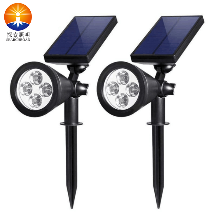 Солнечные прожекторы Открытый 4 LED водонепроницаемый садовый свет регулируемый угол наружный Солнечный сад Кол-во света