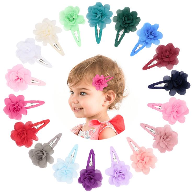 Lovely Baby Girl Flower Hair Clips Toddlers Infants Kids Hair Grosgrain Ribbon Bow Snap Clips, hair accessory clips for women