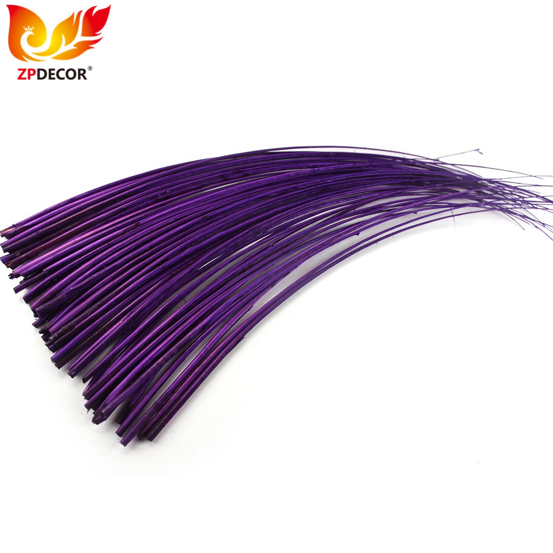 ZPDECOR Wholesale Supplier 50-60 cm Cheap Handwork Dyed Purple Stripped Ostrich Feathers Quill for Carnival Headdress