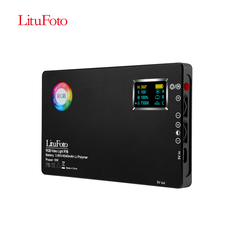 LituFoto Portable RGB Video Light Aluminium Alloy Frame Camera Lighting Panel for Studio