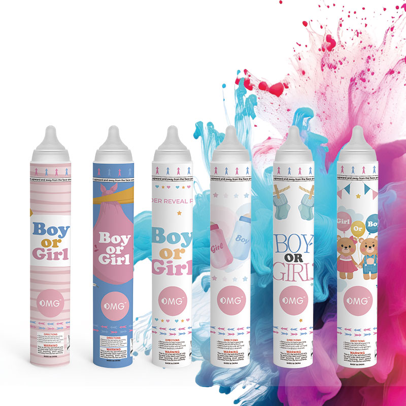 Wholesale Gender Reveal Confetti Powder Cannon Gender Reveal Party Supplies Popper- Smoke Powder & Confetti Sticks Cannons