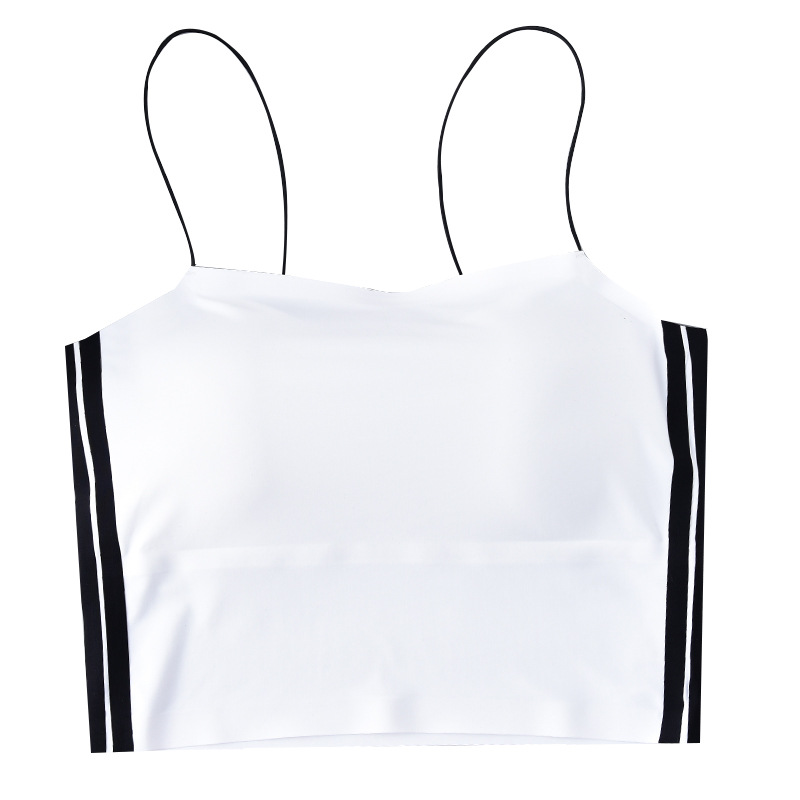 New women's ice silk underwear seamless seamless back black and white strapless girl bra