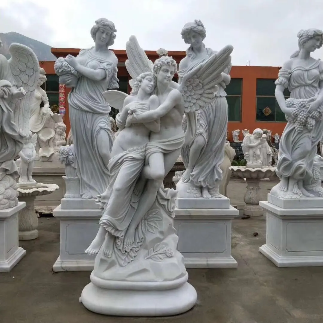 Декоративные статуи в натуральную величину, белая мраморная статуя Ангела