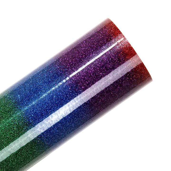 Wholesale free sample htv rainbow glitter heat transfer vinyl rolls for clothing textile t-shirts iron on