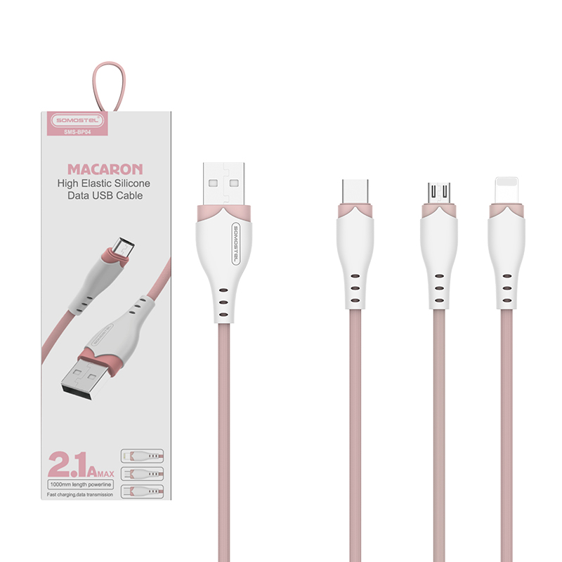 Somostel charging cable USB for iPhone 13 Pro Max Mini 12 11 red, green, yellow, pink color 2.1 A wholesale charger cable
