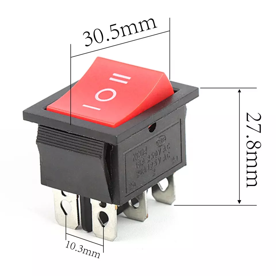 KCD4-101-6P 31*25 мм 3 позиции, 6 pins, KCD4 кулисный переключатель T85 16A 250V кулисный переключатель