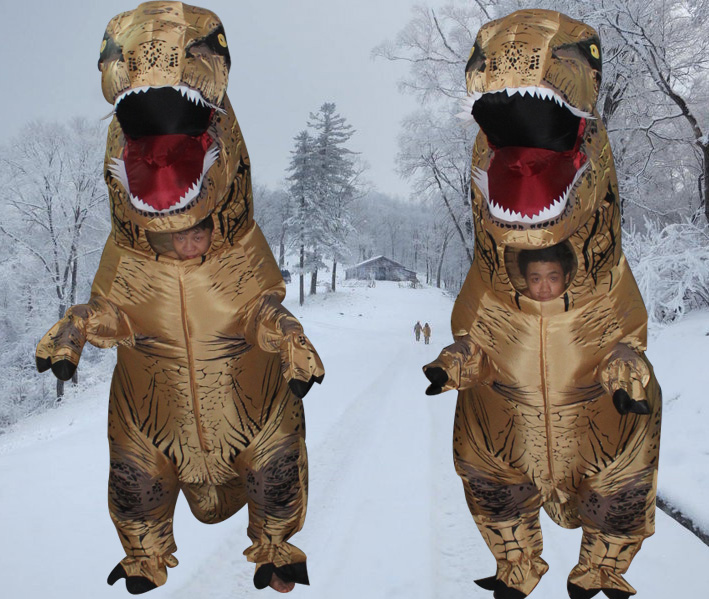 Гигантский T-REX надувной костюм 2021 костюм T-REX, способный преодолевать Броды для взрослых, подходит для Хэллоуина; T-REX надувной костюм