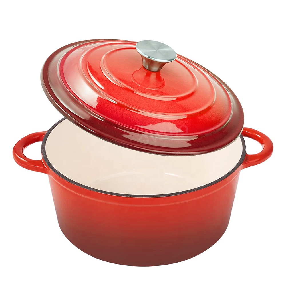 Factory Enamel Cast Iron Dutch Pot Cookware Red Cast Iron Cookware Sets With Lid
