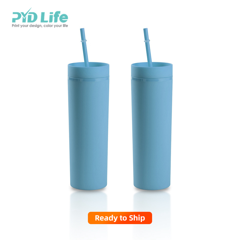 Новинка, прямая пластиковая кружка для воды и кофе с двойными стенками PYD Life 16 унций