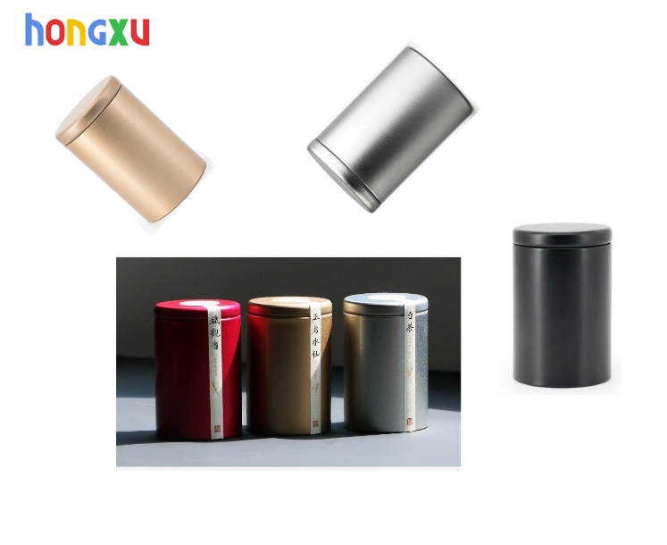 Custom printed round tea tin case packaging metal tea can airtight empty storage tin box coffee