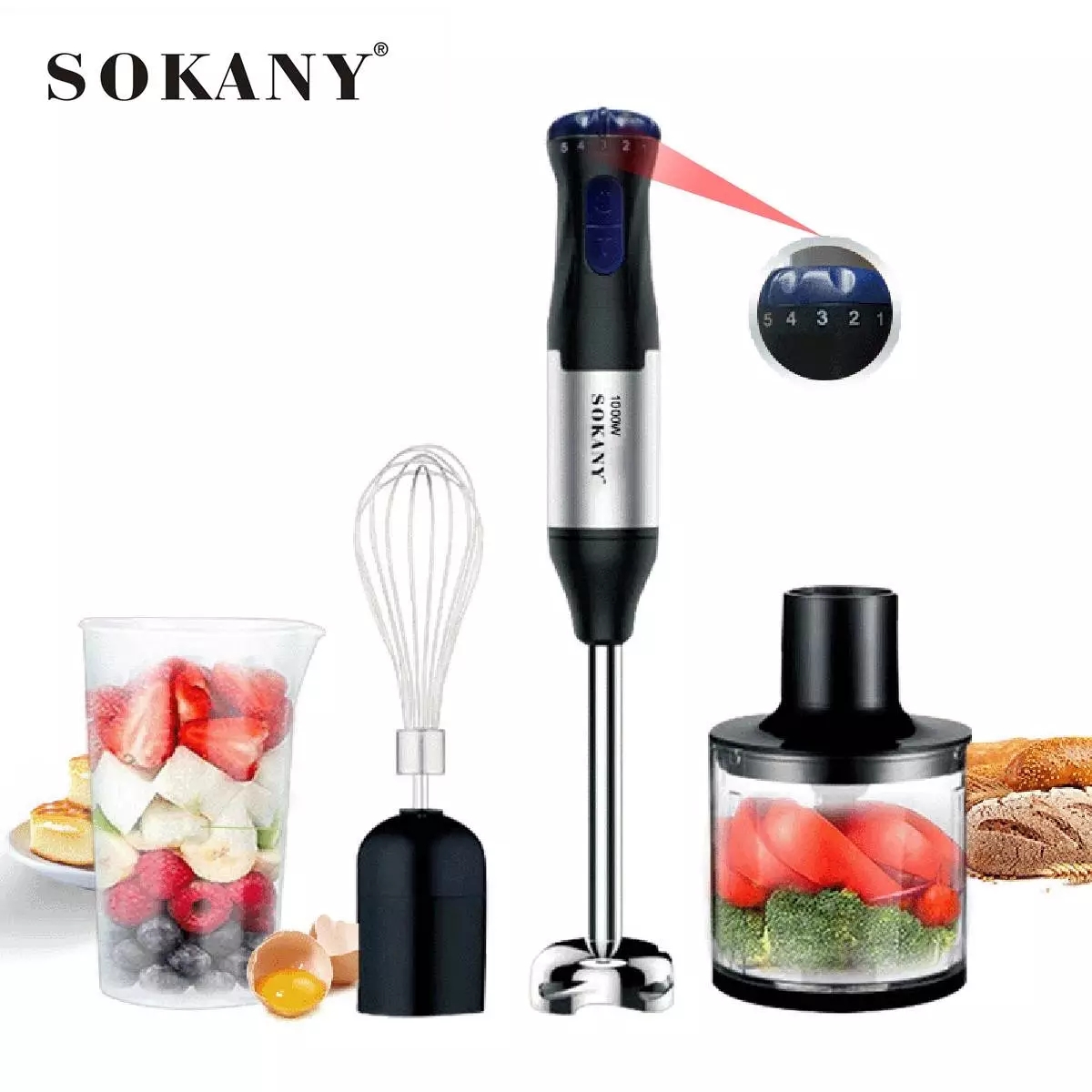 SOKANY 1711 Новый легкий портативный Электрический миксер для погружения ручной блендер набор с удерживаемой наклейкой для домашней кухни 4 в 1