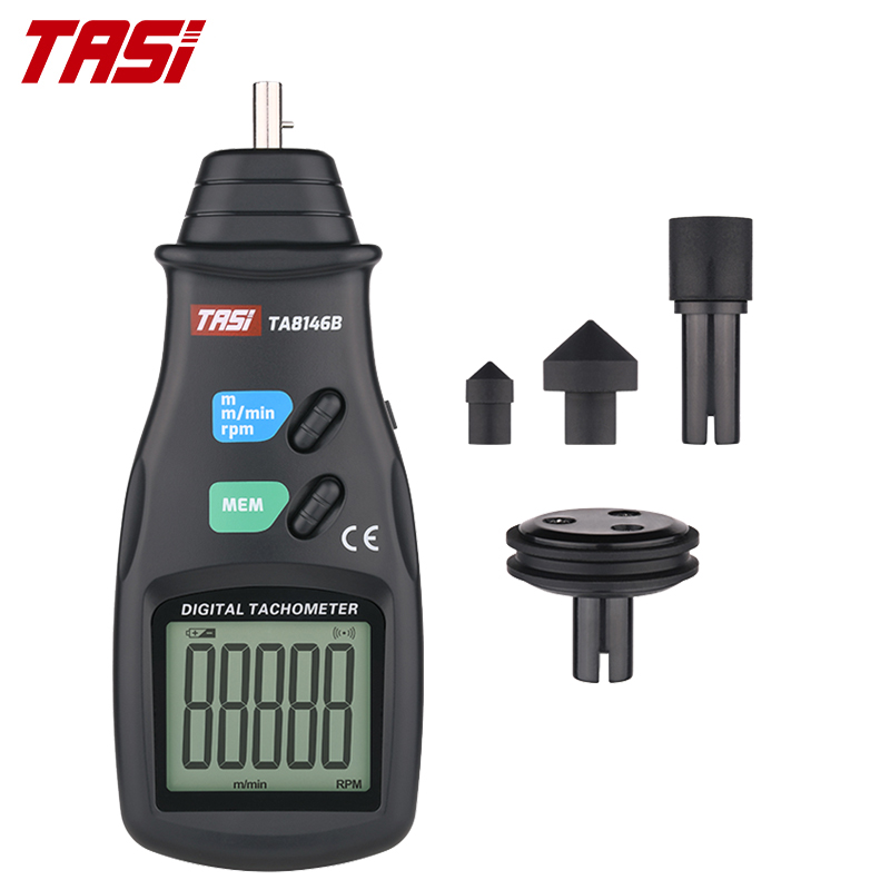 TASI TA8146B Tachometer Contact LCD Speed Meter 0.5-19 999 RPM Meter Digital Tachometer