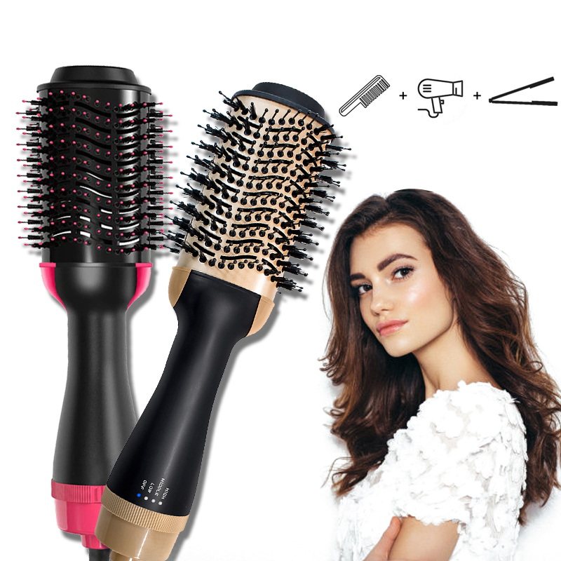 Shenzhen Manufacturer supply amazon Round Rotating Volumizer Styler hot Air Comb One Step hair brush blow dryer