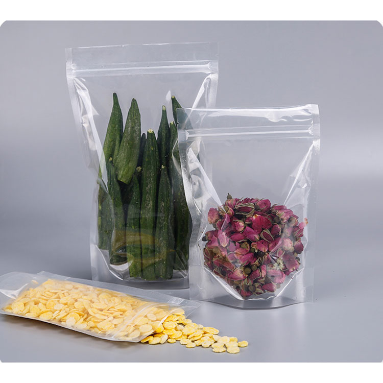 High quality clear stand up ziplock plastic bags