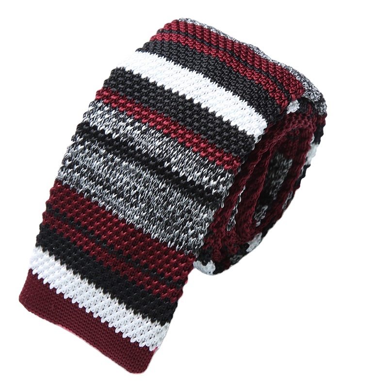 S37-S54 popular design wholesale casual stripe polyester skinny knitted neck tie for man