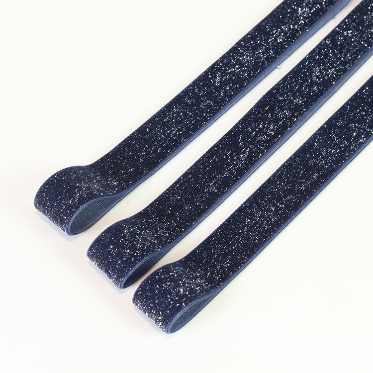 Lude wholesale custom glitter single faced gift packing velvet ribbon silk 10mm
