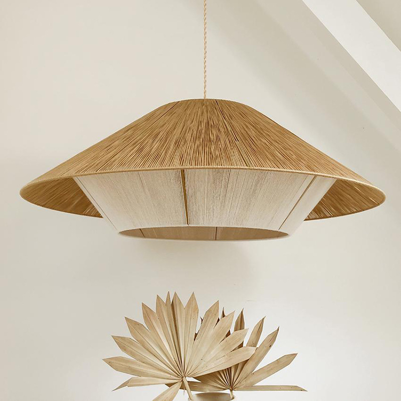 Japanese Retro Restaurant Dining Table Lamp Simple Creative Wa Silent Wind Chandelier HomeStay Hemp Rope Rattan Pendant Lights