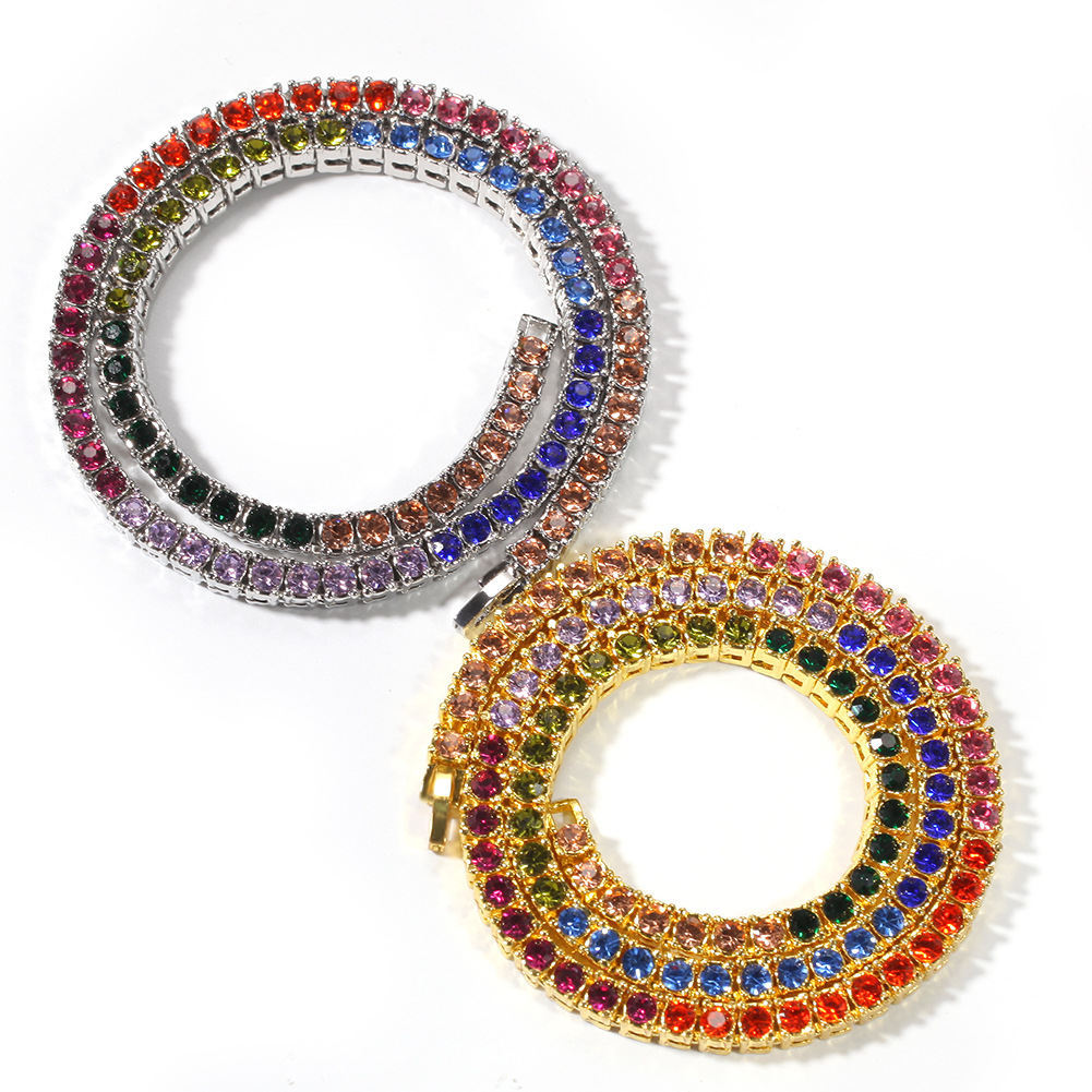 2021 Selling western style hip hop Trendy exaggerated personality jewelry 4mm alloy Fancy Diamond Row Hiphop men Necklace