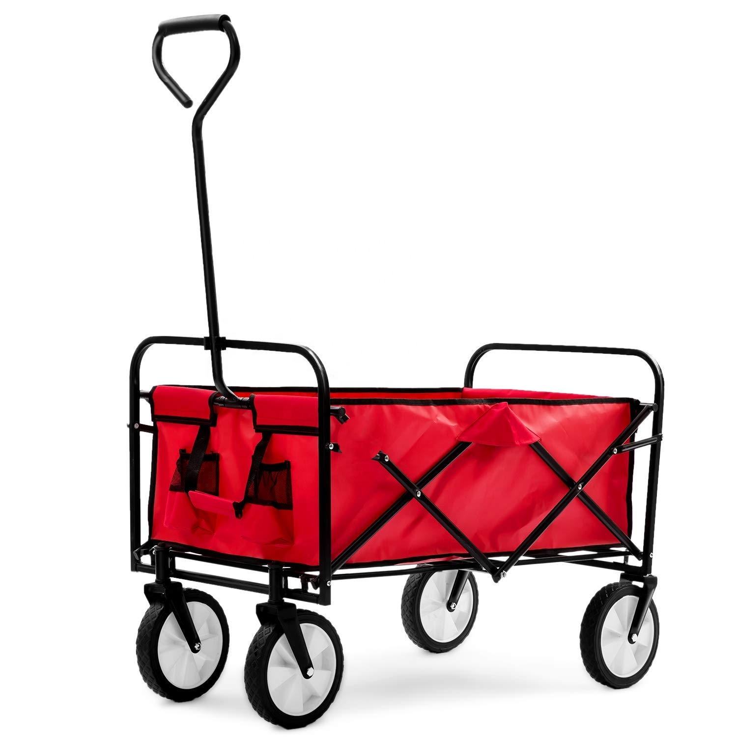 Outdoor Garden Park Utility Kids Wagon Portable Beach Trolley Cart Foldable Camping stroller Folding Wagon 360 Degree Swivel Whe