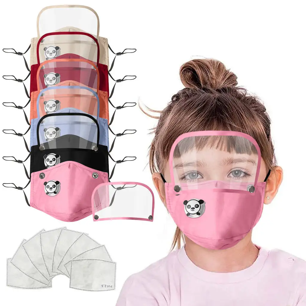 Kids Washable Removable Face-Mask With Eye Shield Children Detachable Face-cover