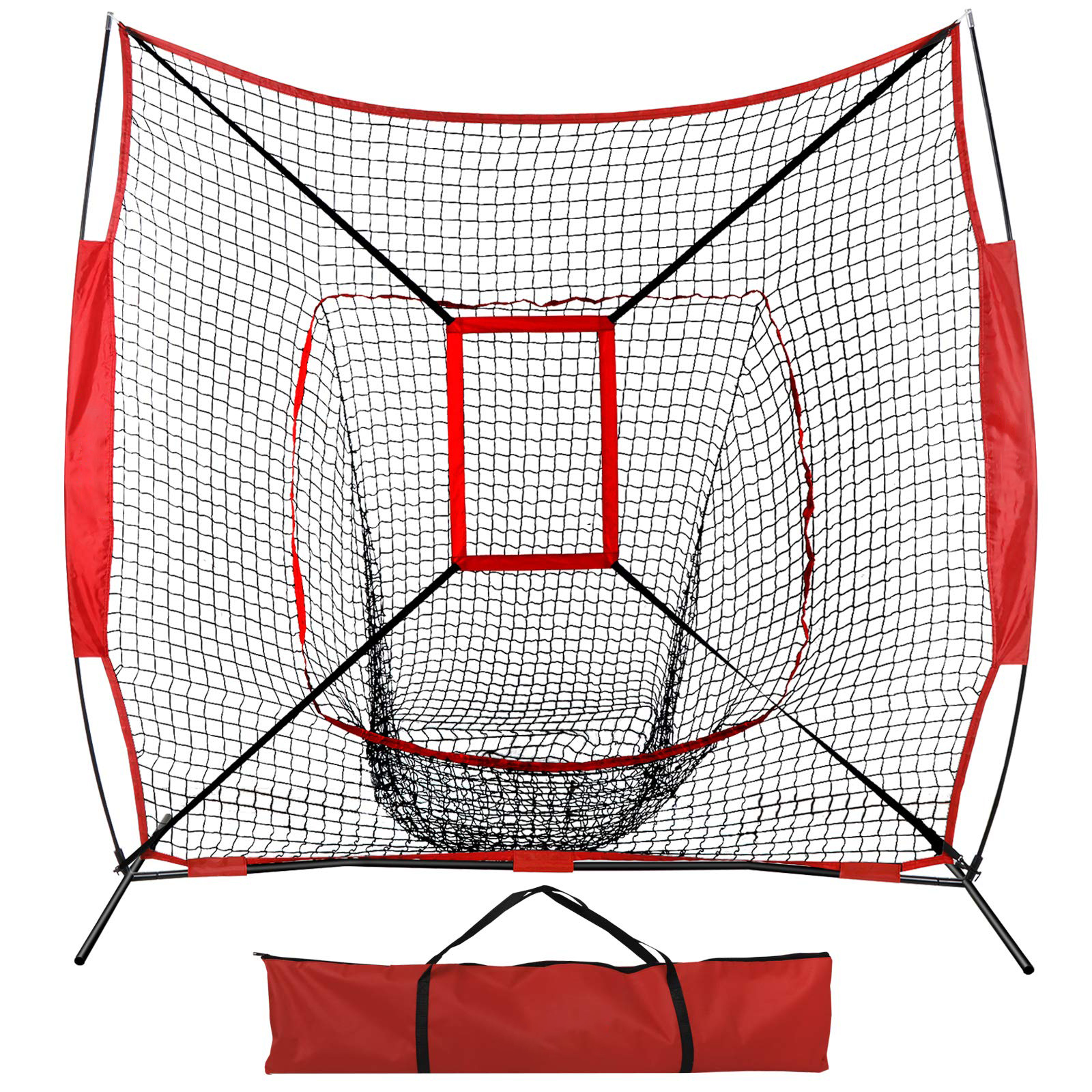 Portable Folding Baseball Softball Hitting Net 7ft X 7ft Baseball Practice Net With target