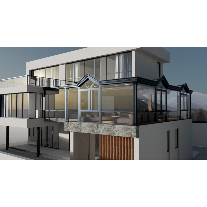 Low-E prefabricated glass house cabins and garden rooms products aluminium cabins and garden room house glass sunroom