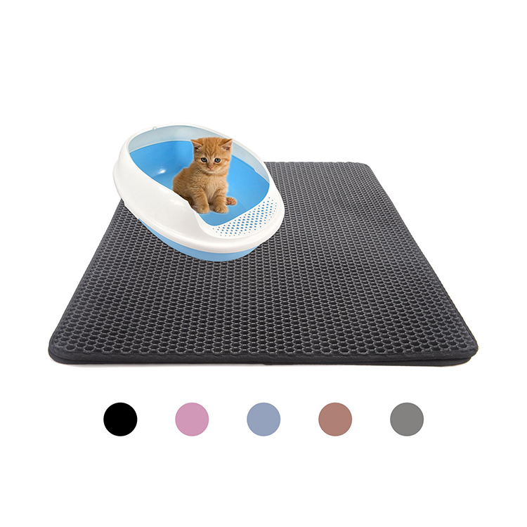 Cat Litter Mat Litter Tray Mat of Large Size Double Layer Honeycomb Large Holes Design Soft on Paws and Washable