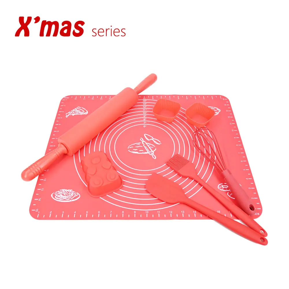 Silicone Baking Set Silicone Pastry Mat Brush Spatula Whisk Rolling Pin Cake Mold Non Stick Baking Tools